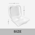 thumbnail image 2 of Klex 3-Compartment Foam Clamshell Take Out Food Containers - 8"x8"x3", 200/cs, 2 of 5