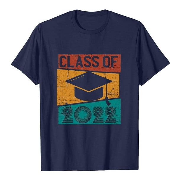 Regalos de graduación para él, ella, 2022, camiseta universitaria de escuela secundaria, blusa de manga corta con estampado de letras de verano Pompotops hfajkhk131831
