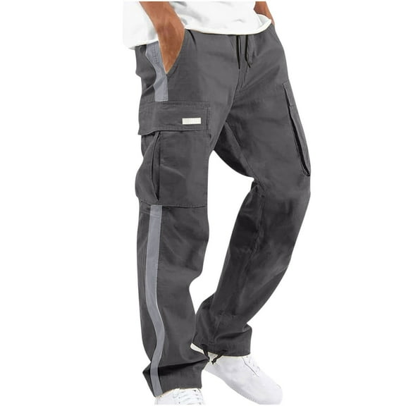 Honeeladyy Cargo Pants For Men Men's Four Seasons Street Leisure Sports Multi Pocket Foot Mouth Cap Rope Waist Lace Up Dress Pants for Men