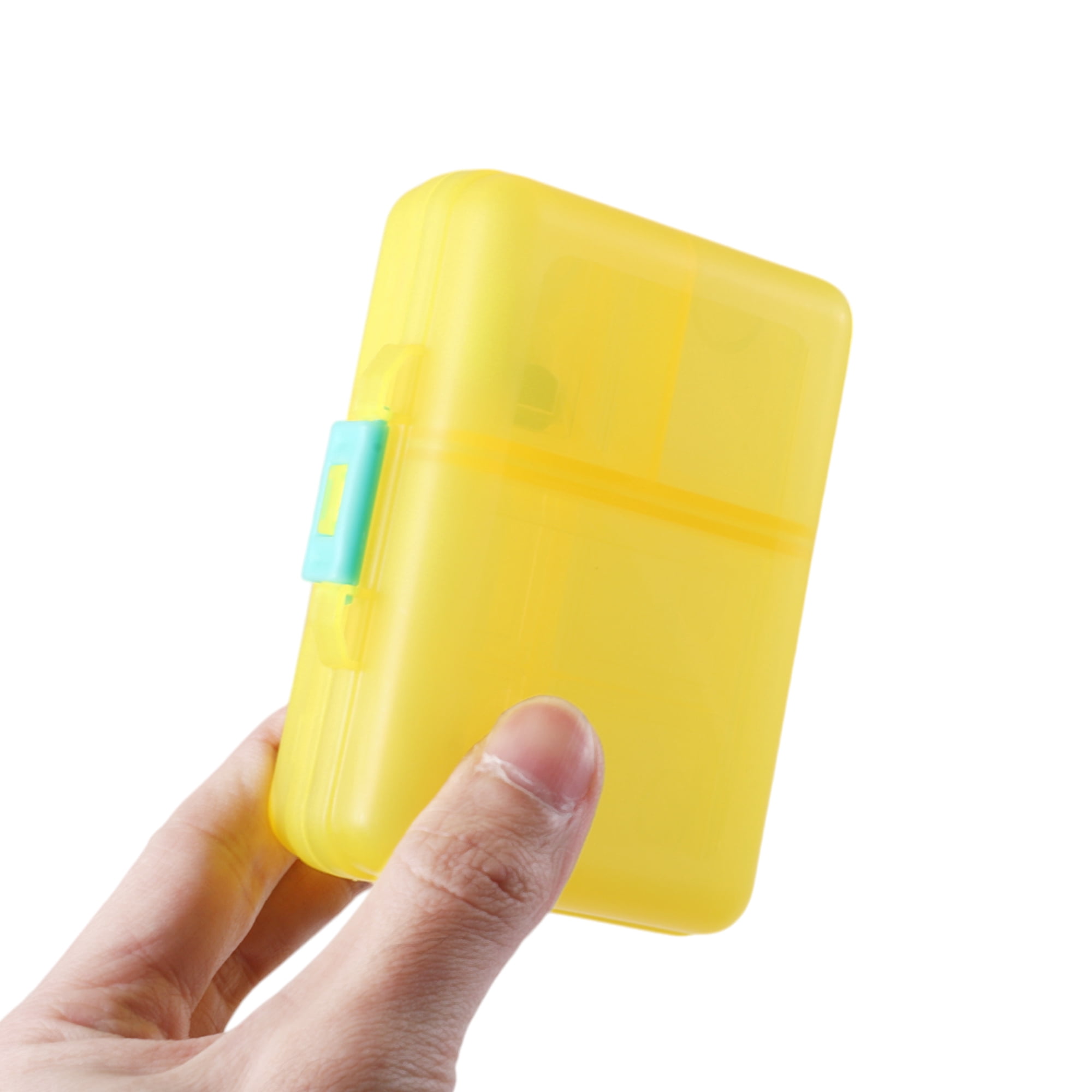 Unique Bargains Useful Durable 9 Grids Double Layer Pill Case for Travel 1 Pc Yellow