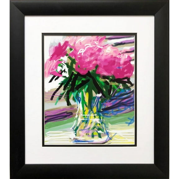 David Hockney "Pink Flowers" Pop NEW Custom FRAMED ART - Book Folio Derived from a David Hockney Book Generic