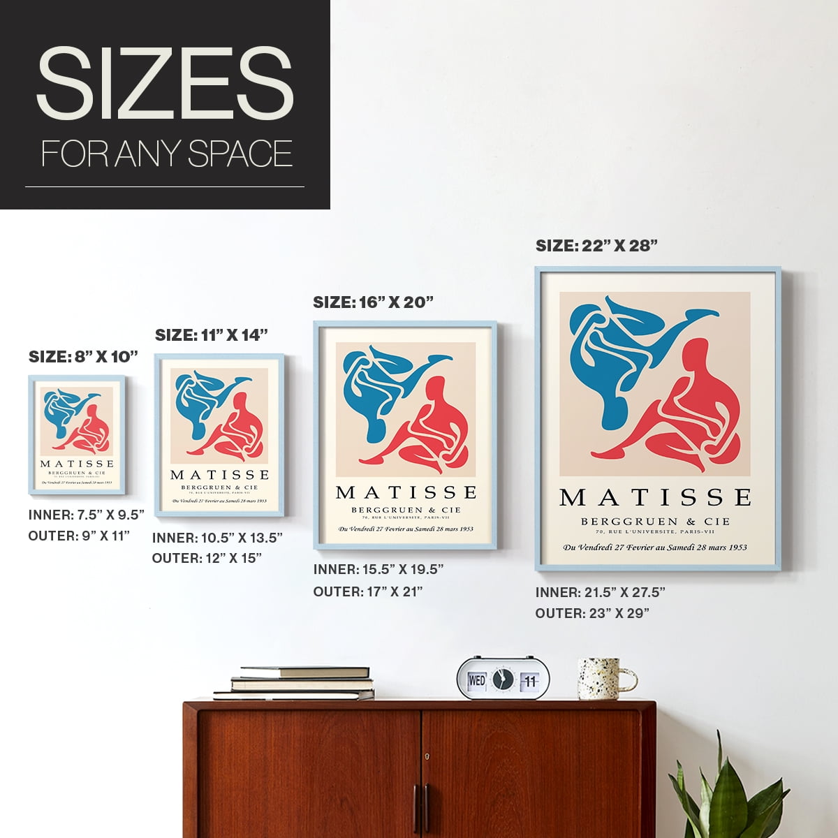 Matisse CCCXXXVI in Blue Solid Wood 22 x 28 Framed Print