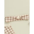 thumbnail image 6 of Suealasg Toddler Baby Girls Summer Outfits Clothes 3M 6M 12M 18M 24M Infant Girls Plaid Print Camisole Tops Elastic Shorts Headband Set 3Pcs Causal Clothing for Newborn Girls, 6 of 9