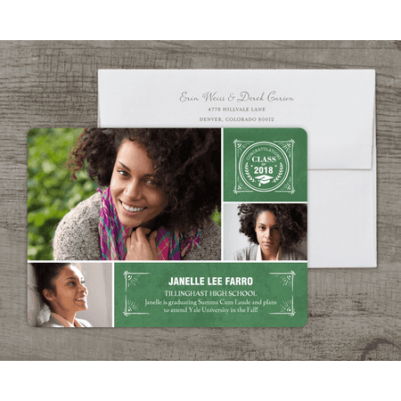 personalized graduation announcement class stamp 5 x 7 flat