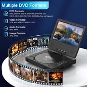 PJGCWB 9.5'' Portable DVD Player for Kids, 7.5'' Swivel Screen, Region Free for Car Travel