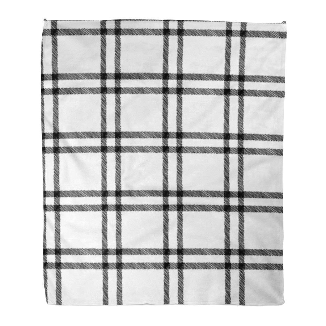 ASHLEIGH Flannel Throw Blanket Pattern Double Windowpane Sketchy Plaid