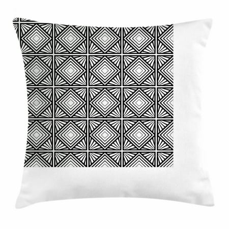 Contemporary Throw Pillow Cushion Cover Monochrome And Geometric Contemporary Throw Pillow Cushion Cover Monochrome And Geometric Mosaic Composition With Squares Diamond Shapes