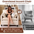 thumbnail image 4 of Accent Chair with Ottoman, Legahome 40"Wide Oversized Chenille Upholstered Lounge Chair, Comfy Reading Armchair with 3 Pillows, Barrel Chair Reading Chair for Living Room Bedroom, Beige, 4 of 8