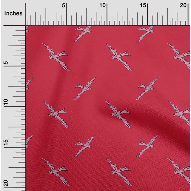 oneOone Popeline de Coton Tissu Imprimé à Blocs d'Oiseaux 1 Yard 56 Pouces de Large