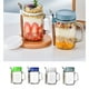 thumbnail image 1 of Tarros de avena de vidrio con tapas y cucharas - Recipientes herméticos para almacenar alimentos de 10 oz, paquetes de 2 para cereales, yogur, snacks - Diseño de asa portátil, 1 of 6