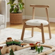 Guyou Solid Wooden Toddler Chair Ages 1-6, Boys Girls Kids Preschool Chair, Comfy Upholstered Kid Reading Chair, Sherpa Kids Desk Chair for Playroom Kindergarten Preschool Bedroom, White