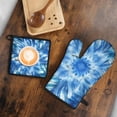 thumbnail image 5 of Blue Burst Pattern Kitchen Oven Mitt and Pot Holder Sets 2 Pcs for Baking, Cooking and Grilling, Heat Resistant Up To 392 °F, 5 of 7