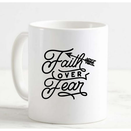 

Coffee Mug Faith Over Fear Tattoo Art Style Arrow Christian God Love White Coffee Mug Funny Gift Cup