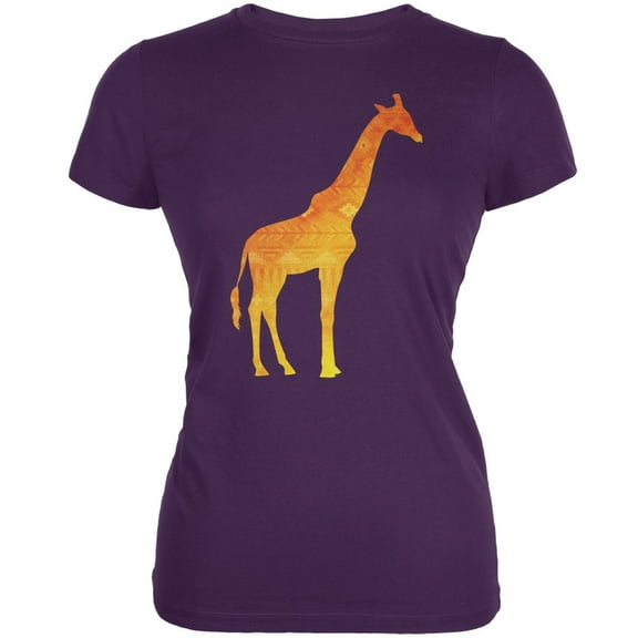 African Spirit Animal Giraffe Purple Juniors Soft T-Shirt - 2X-Large