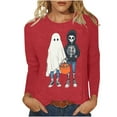 thumbnail image 3 of Drses‌‌ ‌‌‌Women's Halloween Graphic Tee - Ghost Print & Pumpkin Long Sleeve Casual Pullover‌ Shirt‌, 3 of 7