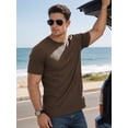 thumbnail image 3 of RICHCOIN Short Sleeve Top for Men Athletic Workout Summer Top Brown Casual Ribbed Round Neck Tee Shirt M, 3 of 7