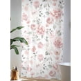 thumbnail image 4 of Sheer Curtains 108 Inches Long, Pink Rose Semi Sheer Curtains Light Filtering Window Treatment, Modern Simple Romantic Flowers Floral Leaves Privacy Voile Drapes for Living Room Bedroom 52x108 Inch, 4 of 7