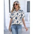thumbnail image 6 of Zeagoo Ladies Blouses Summer Short Sleeve Collared Shirts Dressy Casual Button Down Work Clothes Floral Print Top, 6 of 6