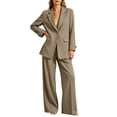 thumbnail image 5 of BRELIL Women Plus Size Two Piece Lounge Set Open Front Long Sleeve Blazer Wide Leg Pants Matching Solid Casual Elegant Tracksuit Travel Vacation Outfits, Beige XL, 5 of 6