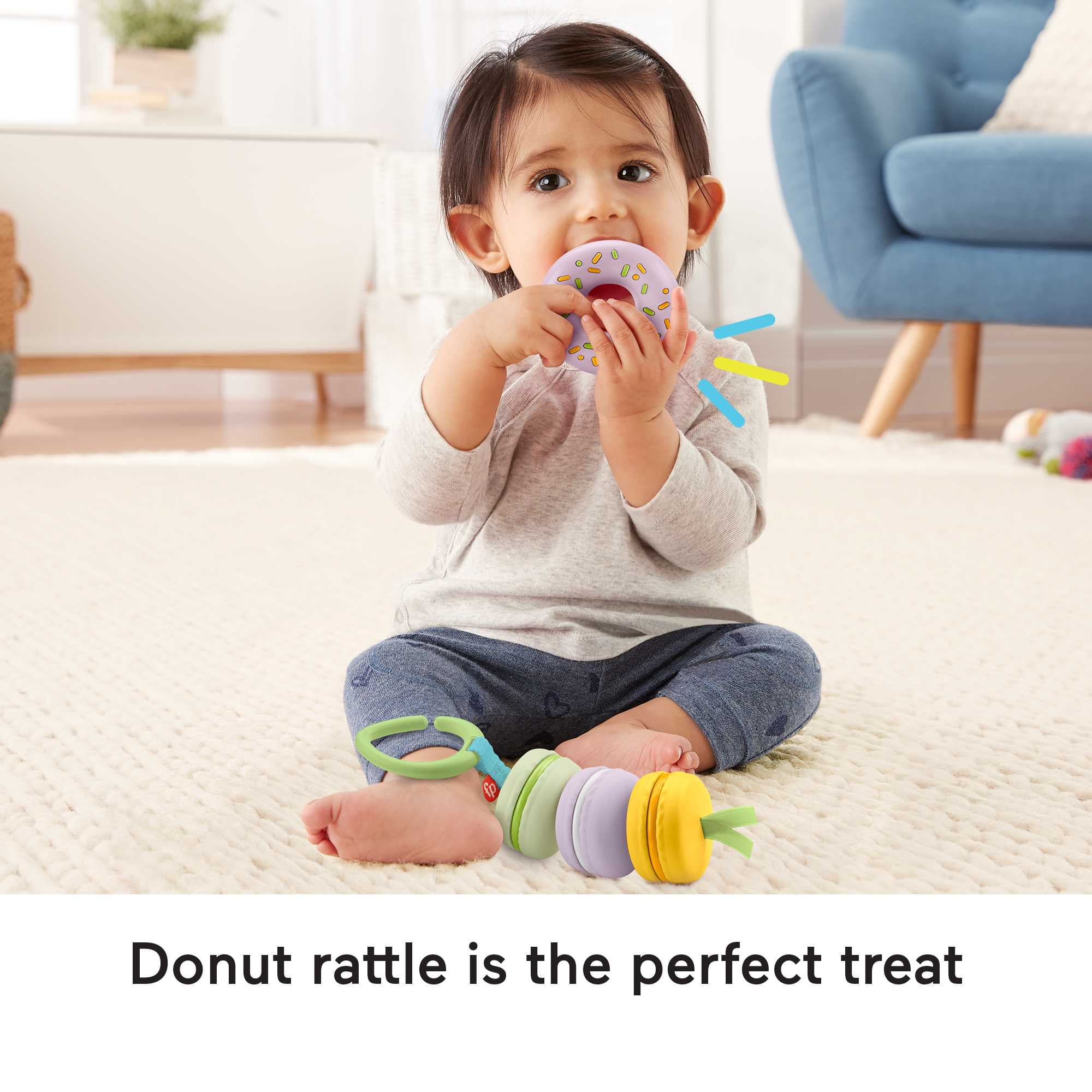 Fisher-Price Eat Dessert First Gift Set 2 Pretend Food Rattle Toys for Infants 3+ Months, Plastic