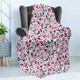thumbnail image 4 of Tulip Soft Flannel Fleece Throw Blanket, Floral Background with Linked Swirling Tulip and Branches Fresh Ornate, Cozy Plush for Indoor and Outdoor Use, 50" x 70", Pink Teal Red, by Ambesonne, 4 of 5