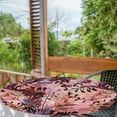 thumbnail image 2 of Ambesonne Floral Design Fitted Round Tablecloth, Romantic Wild Leaves, 36"- 40" Diameter, Coral Dark Fuchsia Indigo, 2 of 5