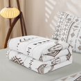 thumbnail image 5 of Erosebridal Vintage Aztec Zipper Twin Comforter Sets with Fitted Sheet and 2 Pillowcases, Traditional Stripe Zipper Bedding Set, White Taupe, Gray Reversible, 5 of 7
