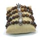 thumbnail image 5 of Hombres Mujeres 8mm Piedra de Elástica piedra de natural Yoga Brazalete Corona de plata, 5 of 9