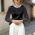 thumbnail image 5 of IUYRTFE Women's Long Sleeve Crew Neck Top Sheer Sleeve Ruffle Cuff Casual Pullover Blouse, 5 of 6