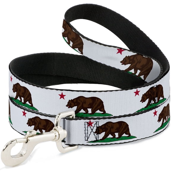 Buckle-Down Pet Leash, Dog Leash, Cali Bear White, 6 Feet Long 1.0 Inch Wide
