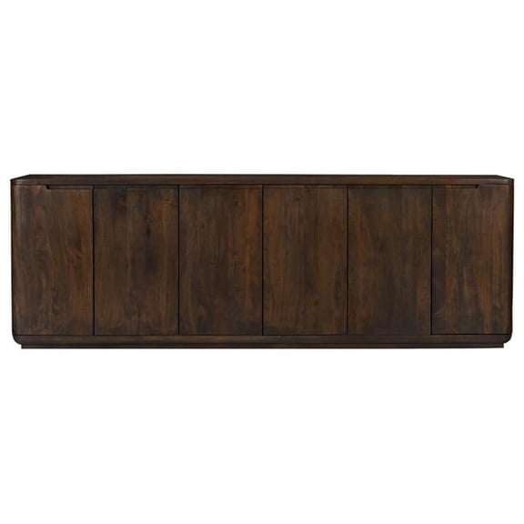 Bernard 6-Door Sideboard in Modern Barista Brown Finish on Acacia Solid Wood