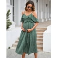 thumbnail image 2 of KOJOOIN Women's Maternity 2024 Fashion Dress Ruffles Short Sleeve Spaghetti Strap Nursing Floral Dress V Neck A Line Tiered Dress, 2 of 8