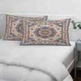 thumbnail image 4 of Blue Burnt Orange Boho Standard Size Pillow Cover, Pillowcase Protectors with Zipper, Breathable Decorative Throw Pillow Case Cover, Antique Southwestern Ethnic Pillow Shams for Couch Sofa 20x26Inch, 4 of 8