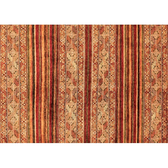 Ahgly Company Indoor Rectangle Abstract Orange Modern Area Rugs, 3' x 5'