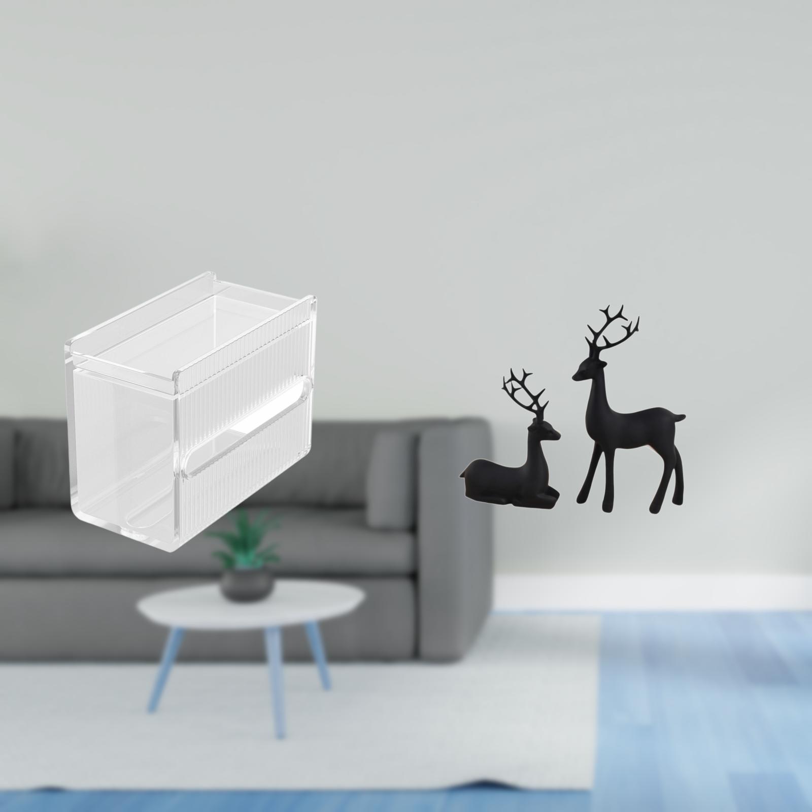 Fiocias Tissue Case Wall Mounted Toilet Paper Storage Box Acrylic Toilet Tissue Towel Holder Reindeer Statue Resin Construction Suitable for Bedrooms Kitchens