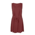 thumbnail image 6 of HIMIWAY Summer Dresses for Women 2023 Women's Fashion Summer Mini Sleeveless V-neck Cross Hollowed Out with Belt Dress Pink XL, 6 of 7