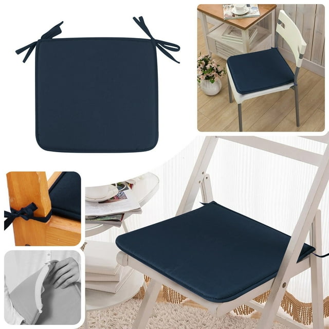 Cozival Coussin de Siège Antidérapant, Coussin Extérieur à Sangle Carrée - Coussin de Siège de Jardin/patio Résistant aux Intempéries pour Chaise et Tabouret - Lavable à la Machine, Coussin de Siège Extérieur, Bleu Marine