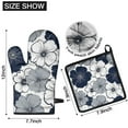 thumbnail image 6 of Blue Pioneer Flower Kitchen Oven Mitt and Pot Holder Sets 2 Pcs for Baking, Cooking and Grilling, Heat Resistant Up To 392 °F, 6 of 7