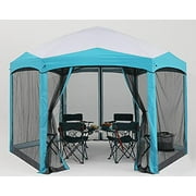 COOSHADE Pop Up Camping Gazebo 6 Sided Instant Screened Canopy Tent Outdoor Screen House Room(12x10Ft,White)