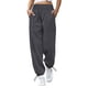 thumbnail image 1 of Pantalón De Mujer Cintura Alta Elástico Color Puro Cordón Bolsillos Sueltos Deportes Pierna Ancha Tobillo Atado Pantalones De Mujer Gris Oscuro M, 1 of 6