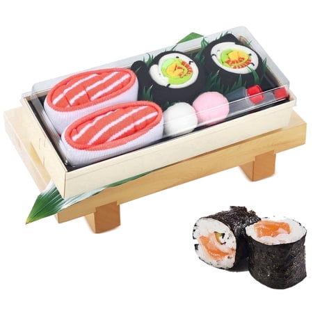 Funny Sushi Socks Box for Men Teens Novelty Food Socks Funky Cool Crazy Socks Gifts Ideas Father's Day Birthday Valentine Christmas Gift (M 2 pairs)