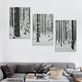 thumbnail image 4 of ONETECH  Canvas Wall Art Winter Snow Covered Birch Trees on The Hillside Nature Forest Modern Art Traditional Scenic Dramatic Black and White for Living Room, Bedroom, Office - 12''x16''X3 Panels, 4 of 4