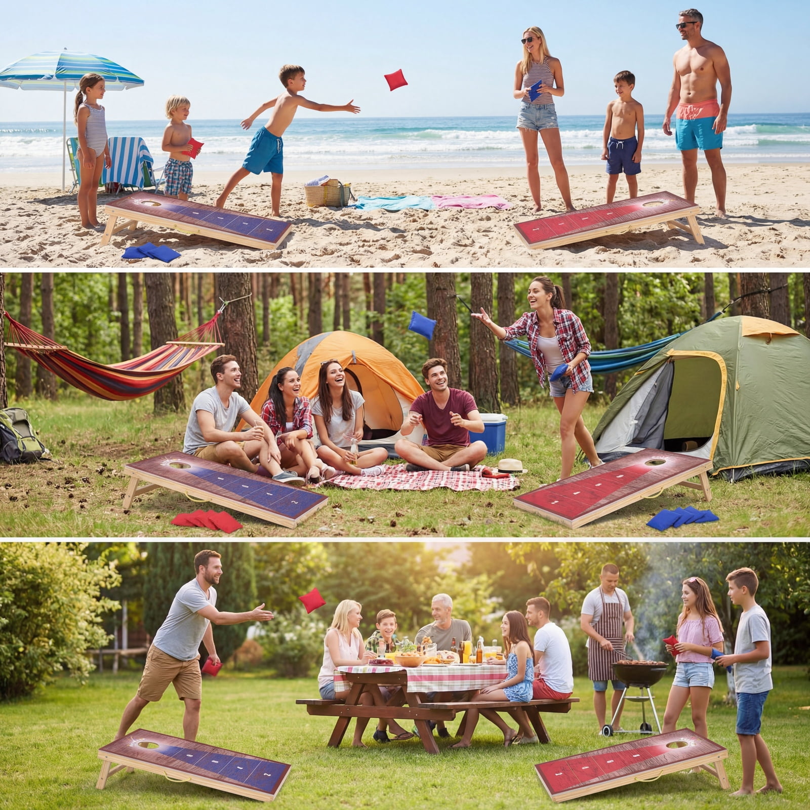 Naipo 4x2FT Cornhole Game Set with 8 Bean Bags Portable Outdoor Wooden Cornhole Boards Set Perfect for Adults Family Beach Yard Camping Parties Games