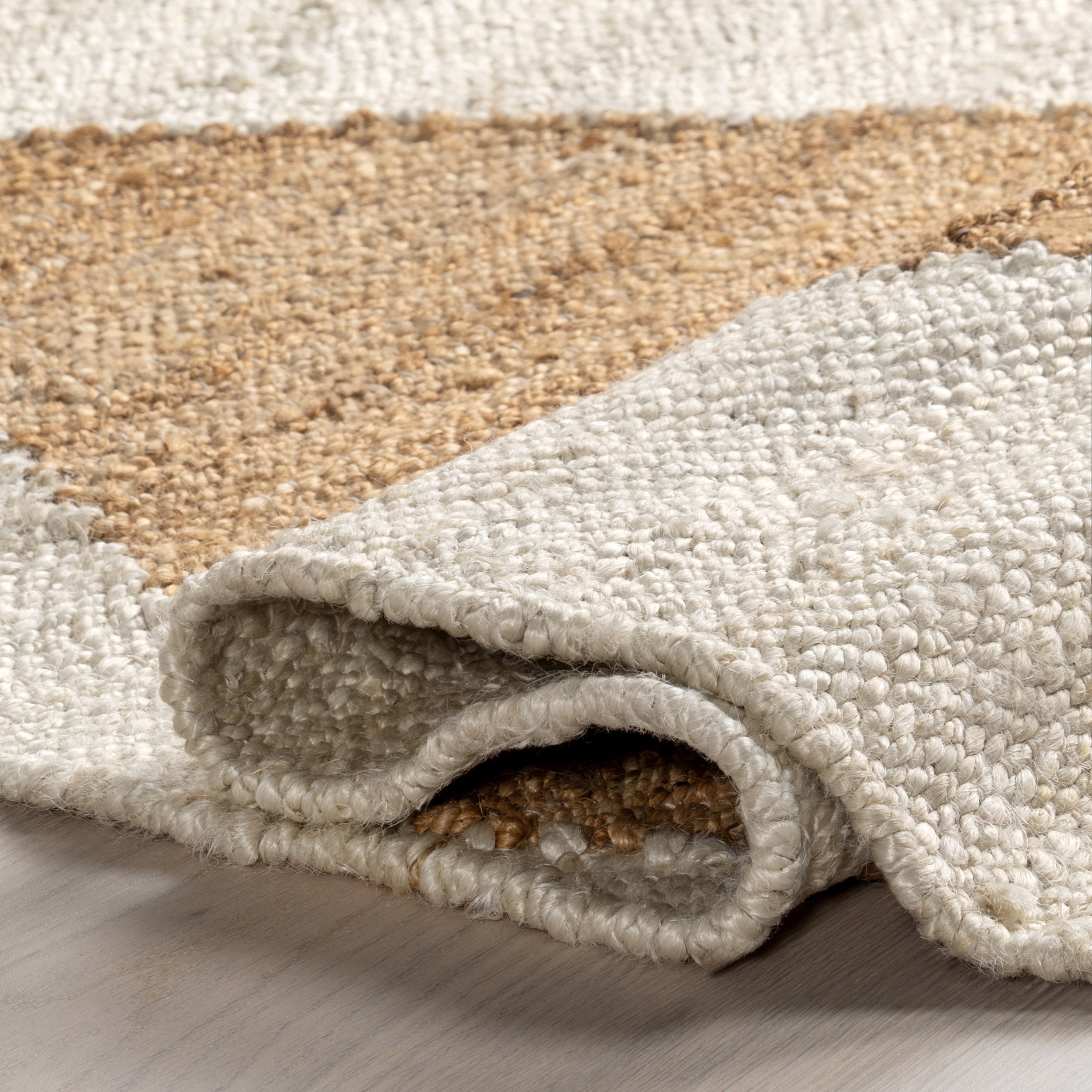 nuLOOM Pandora Diamond Jute Ivory 6' x 9' Geometric Area Rug