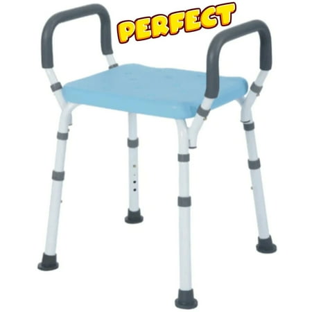 Rhythm Healthcare Adjustable Shower Bench - Premium Blue, Padded Arms, Aluminum, 300lb Mobility Aids