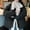 *Black, variant on Women's Winter Short Down Jacket With Lapel ,Fashion Loose Fleece Lined Quilted Jacket White,Womens Plus L