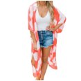 thumbnail image 2 of Ichuanyi liquidación para mujer flujo flujo cárdigan vestido frontal abierto blusa de gasa estampada tops sueltos ICHUANYI WER202308240781, 2 of 9