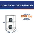 thumbnail image 2 of Shelving Inc. 21" d x 30" w x 34" h Chrome Wire Shelving with 3 Tier Shelves, Weight Capacity 800lbs Per Shelf, 2 of 4