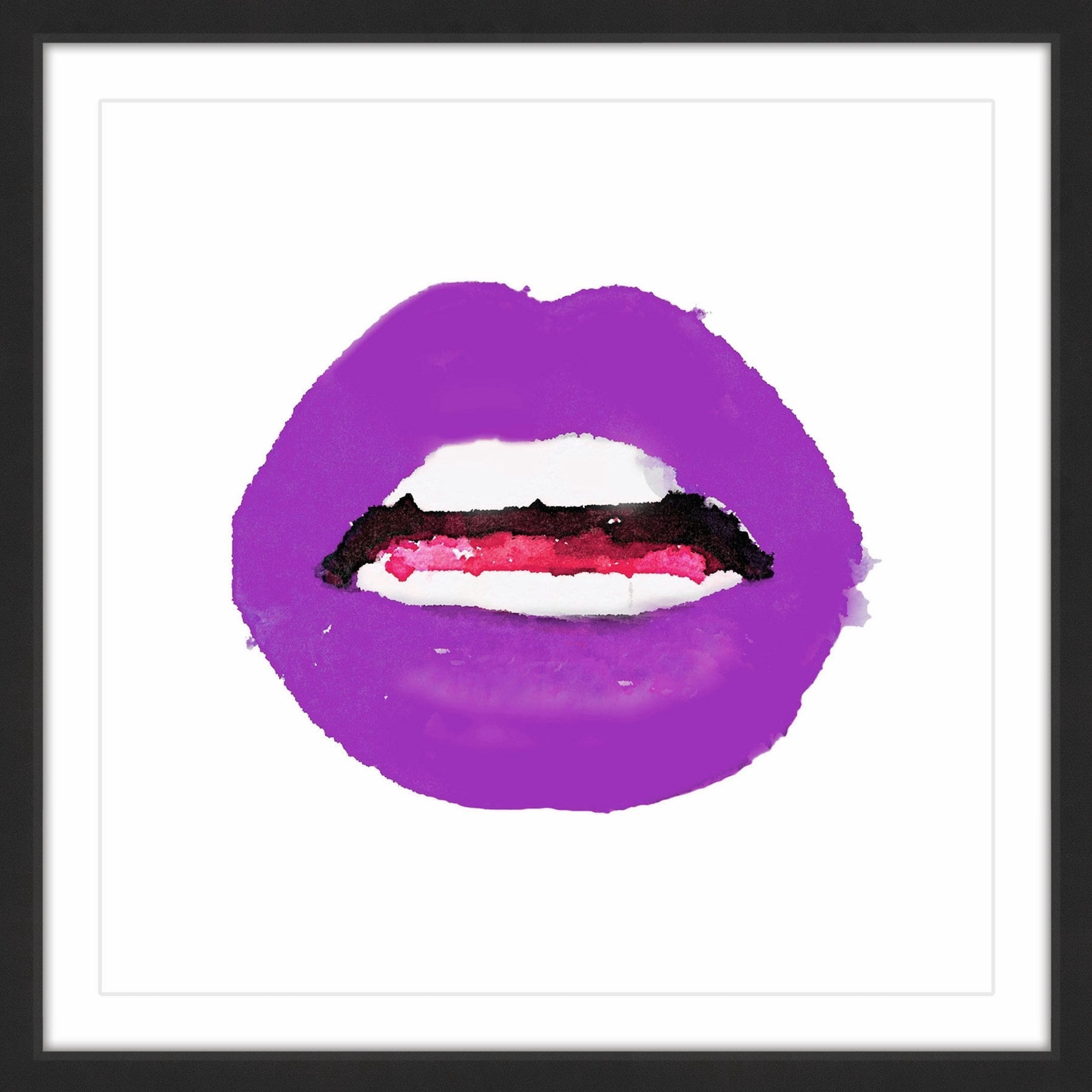 "Lips Colors Purple" Framed Painting Print