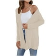 thumbnail image 5 of Women Cardigan Women's Open Front Cardigans Long Sleeve Casual Soft Drape Fall Cardigan Cardigans for Women Khaki S, 5 of 7